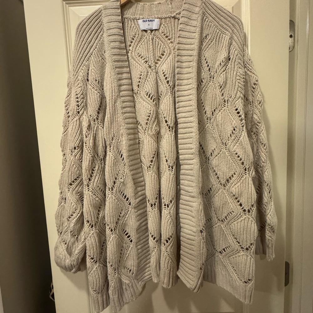 Old Navy Cream Cable Open-Front Cardigan